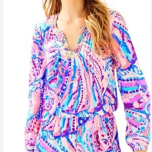Lilly Pulitzer Vibrant Pink and Blue Jumpsuit